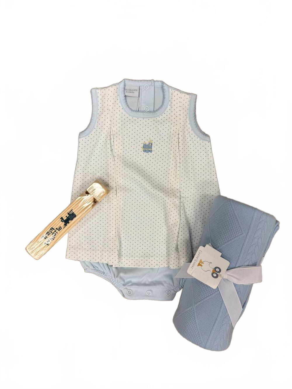 NEW SQUIGGLES boy's bubble romper in train engine